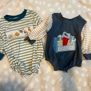 Striped Embroidered Baby Onesies